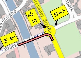 Kartenansicht des gesperrten Bereichs im Kreisverkehr