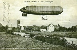 1909 ein prominenter Gast am Leichlinger Himmel - aber nicht das Luftschiff „Erbslöh“: Die „Parseval III“